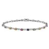 Image 1 : 3.23 CTW Multi-Color Sapphire & Diamond Bracelet 14K White Gold - REF-94K8W