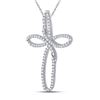 Image 2 : 1/4 CTW Round Diamond Cross Pendant 10kt White Gold - REF-13N2Y