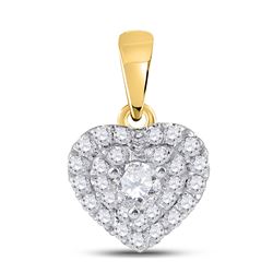 1/3 CTW Round Diamond Fashion Heart Pendant 14kt Yellow Gold - REF-30X3T