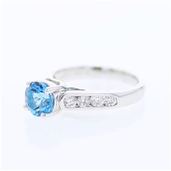 1.68 CTW Topaz & Diamond Ring 14K White Gold - REF-56F7N