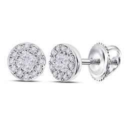 1/6 CTW Princess Diamond Cluster Earrings 14kt White Gold - REF-16F8M