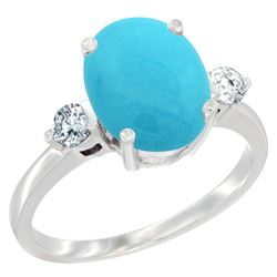 2.60 CTW Turquoise & Diamond Ring 14K White Gold - REF-73R9H