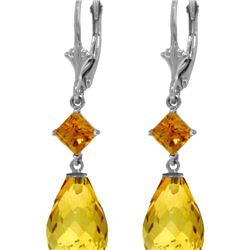 Genuine 11 ctw Citrine Earrings 14KT White Gold - REF-39A3K