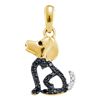 Image 1 : 1/8 CTW Round Black Color Enhanced Diamond Puppy Dog Doggy Animal Pendant 10kt Yellow Gold - REF-8M4