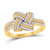 Image 1 : 1/5 CTW Round Diamond Beaded Knot Fashion Ring 10kt Yellow Gold - REF-21Y5X
