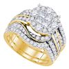 Image 1 : 2 & 1/2 CTW Princess Round Diamond Bridal Wedding Engagement Ring 14kt Yellow Gold - REF-215X9T