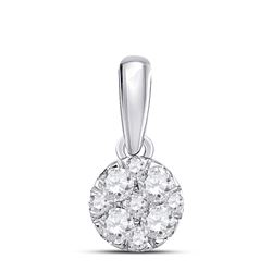 1/4 CTW Round Diamond Fashion Cluster Pendant 14kt White Gold - REF-21X5T