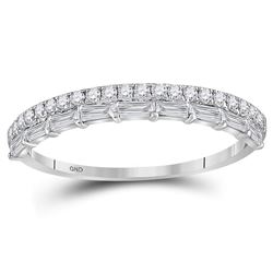 3/8 CTW Round Diamond Modern Stackable Ring 10kt White Gold - REF-41Y9X