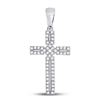 Image 1 : 1/3 CTW Round Diamond Roman Cross Pendant 10kt White Gold - REF-21T5K