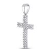 Image 2 : 1/3 CTW Round Diamond Roman Cross Pendant 10kt White Gold - REF-21T5K