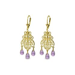 Genuine 3.75 ctw Amethyst Earrings 14KT Yellow Gold - REF-58A3K