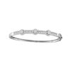 Image 1 : 1 & 3/4 CTW Round Diamond Flower Cluster Bangle Bracelet 14kt White Gold - REF-162X3T