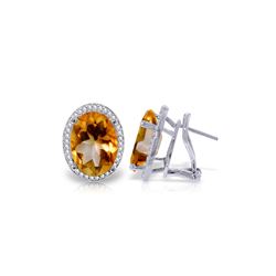 Genuine 9.76 ctw Citrine & Diamond Earrings 14KT White Gold - REF-127X8M