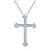 Image 1 : 1/5 CTW Round Diamond Gothic Cross Religious Pendant 10kt White Gold - REF-14W4F
