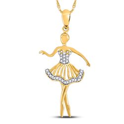 1/10 CTW Round Diamond Ballerina Dancer Fashion Pendant 10kt Yellow Gold - REF-10H8W