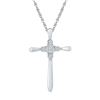 Image 1 : 1/20 CTW Round Diamond Cross Religious Pendant 10kt White Gold - REF-9N6Y