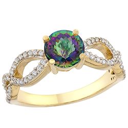 1.25 CTW Mystic Topaz & Diamond Ring 14K Yellow Gold - REF-49M8A