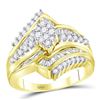 Image 1 : 1 CTW Round Diamond Oval Cluster Bridal Wedding Engagement Ring 14kt Yellow Gold - REF-93Y5X