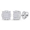Image 1 : 1 CTW Princess Diamond Fashion Cluster Earrings 14kt White Gold - REF-77K9R