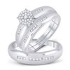 Image 1 : 1/3 CTW His & Hers Round Diamond Cluster Matching Bridal Wedding Ring 10kt White Gold - REF-41Y9X