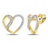 Image 1 : 1/6 CTW Round Diamond Heart Earrings 10kt Yellow Gold - REF-15R5H