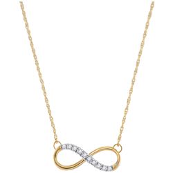 1/10 CTW Round Diamond Infinity Pendant 10kt Yellow Gold - REF-18A3N