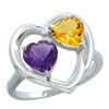 Image 1 : 2.61 CTW Diamond, Amethyst & Citrine Ring 10K White Gold - REF-23M7K