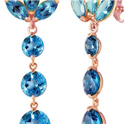 Genuine 8.7 ctw Blue Topaz Earrings 14KT Rose Gold - REF-53T6A