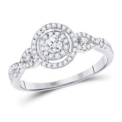 3/8 CTW Round Diamond Solitaire Bridal Wedding Engagement Ring 10kt White Gold - REF-35N9Y