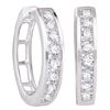 Image 1 : 1 CTW Round Diamond Timeless Hoop Earrings 10kt White Gold - REF-69K3R