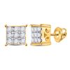 Image 1 : 1/6 CTW Round Diamond Square Cluster Earrings 10kt Yellow Gold - REF-11T9K