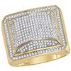Image 1 : 1 CTW Mens Round Diamond Domed Square Cluster Ring 10kt Yellow Gold - REF-57F5M