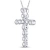 Image 2 : 1/8 CTW Round Diamond Paternoster Cross Faith Pendant 14kt White Gold - REF-9T6K