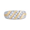 Image 2 : 1/2 CTW Mens Round Diamond Wedding Ring 10kt Two-tone Gold - REF-32X3T