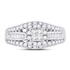 Image 2 : 1 CTW Princess Diamond Cluster Bridal Wedding Engagement Ring 14kt White Gold - REF-90K3R