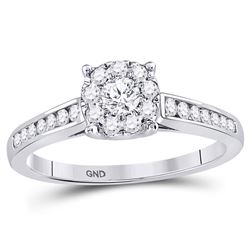 1/2 CTW Round Diamond Solitaire Bridal Wedding Engagement Ring 14kt White Gold - REF-47N9Y