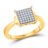 Image 1 : 1/10 CTW Round Diamond Square Cluster Ring 10kt Yellow Gold - REF-11Y9X