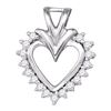 Image 1 : 1/4 CTW Round Diamond Heart Pendant 10kt White Gold - REF-21W5F