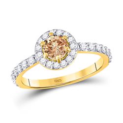 1 CTW Round Brown Diamond Solitaire Bridal Wedding Engagement Ring 14kt Yellow Gold - REF-77M9A