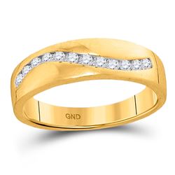 1/4 CTW Mens Round Diamond Wedding Ring 10kt Yellow Gold - REF-19F2M