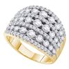 Image 1 : 3 CTW Round Pave-set Diamond Wide Fashion Ring 14kt Yellow Gold - REF-257M9A