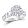 Image 1 : 1 CTW Princess Diamond Cluster Bridal Wedding Engagement Ring 14kt White Gold - REF-95K9R