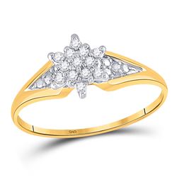 1/10 CTW Round Diamond Star Cluster Ring 10kt Yellow Gold - REF-9M6A
