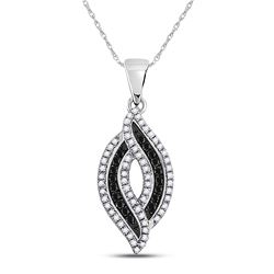 1/3 CTW Round Black Color Enhanced Diamond Fashion Pendant 10kt White Gold - REF-15F5M
