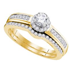 1/2 CTW Round Diamond Bridal Wedding Engagement Ring 10kt Yellow Gold - REF-37R5H