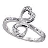 Image 1 : 1/20 CTW Round Diamond Double Heart Bypass Ring 10kt White Gold - REF-10M8A