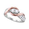Image 1 : 1/2 CTW Round Diamond 2-stone Bridal Wedding Engagement Ring 14kt Two-tone Gold - REF-47X9T