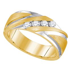 1/3 CTW 2-tone Mens Round Diamond Wedding Ring 10kt Yellow Gold - REF-69X3T