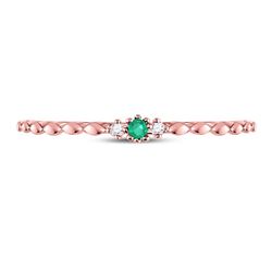 0.03 CTW Round Emerald Solitaire Diamond-accent Stackable Ring 10kt Rose Gold - REF-5W9F