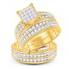 Image 1 : 1 & 1/2 CTW His & Hers Princess Diamond Square Matching Bridal Wedding Ring 14kt Yellow Gold - REF-1